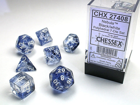 Chessex Nebula® Polyhedral Black/white 7-Die Set