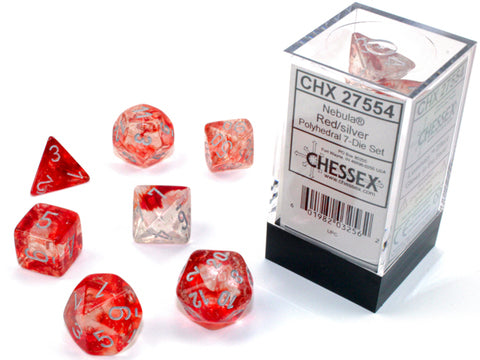 Chessex Nebula® Polyhedral Red/silver Luminary™ 7-Die Set