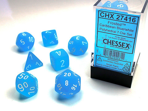 Chessex Frosted™ Polyhedral Caribbean Blue™/white 7-Die Set