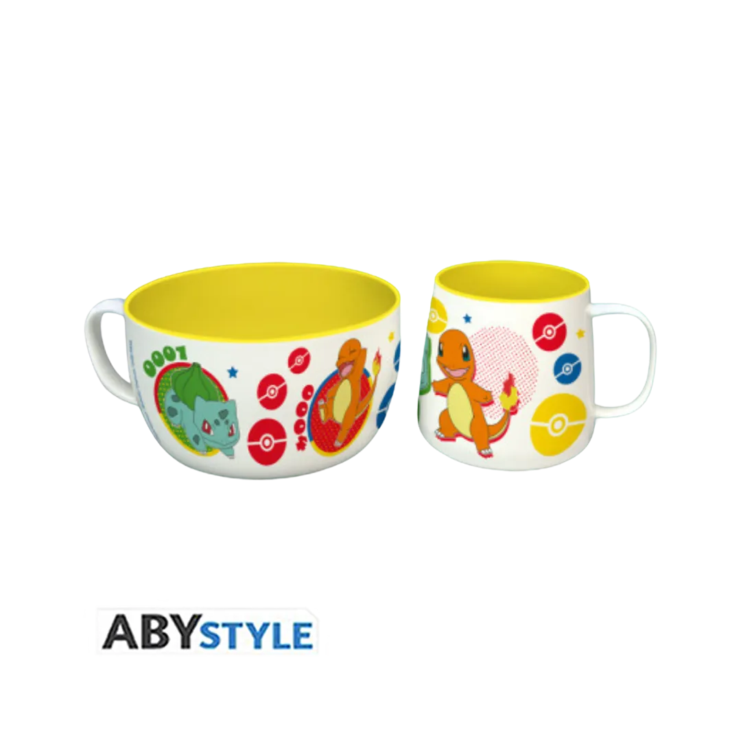 Abysse - Pokémon Frühstücksset – Tasse + Schüssel – Pikachu &amp; Kanto-Starter