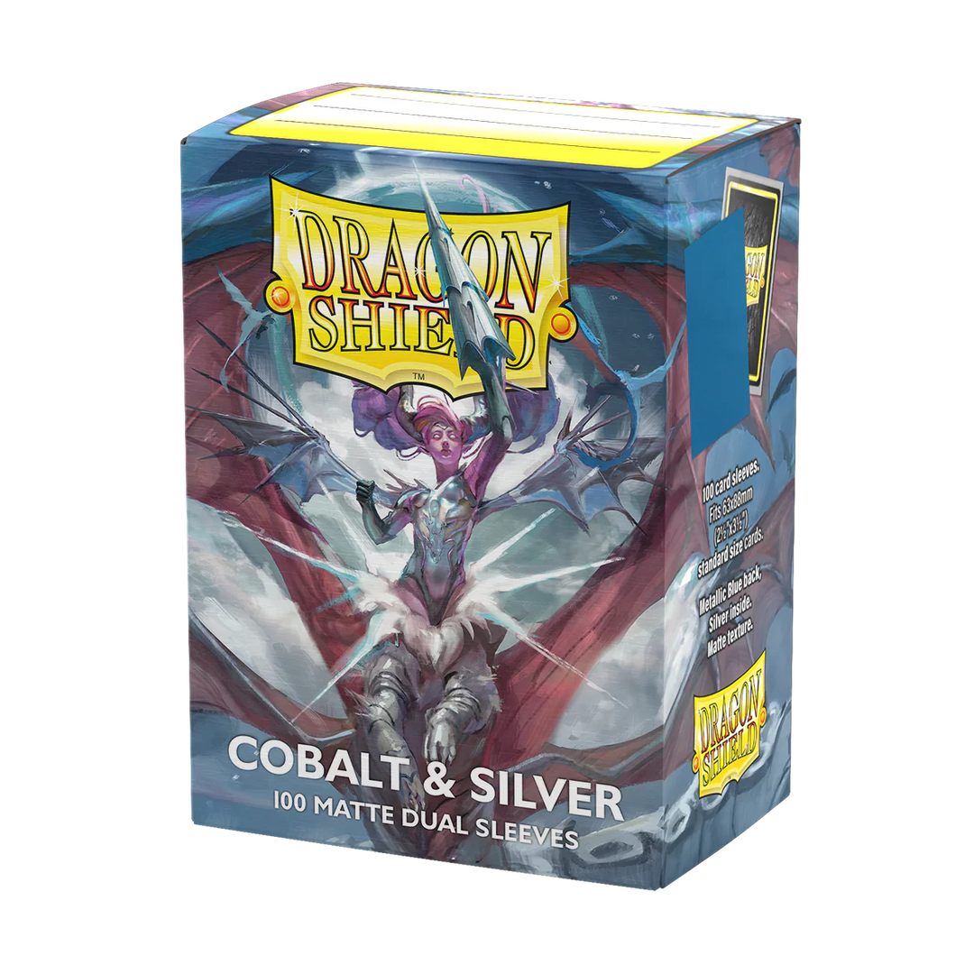 Dragon Shield Matte Dual Sleeves - Cobalt &amp; Silver