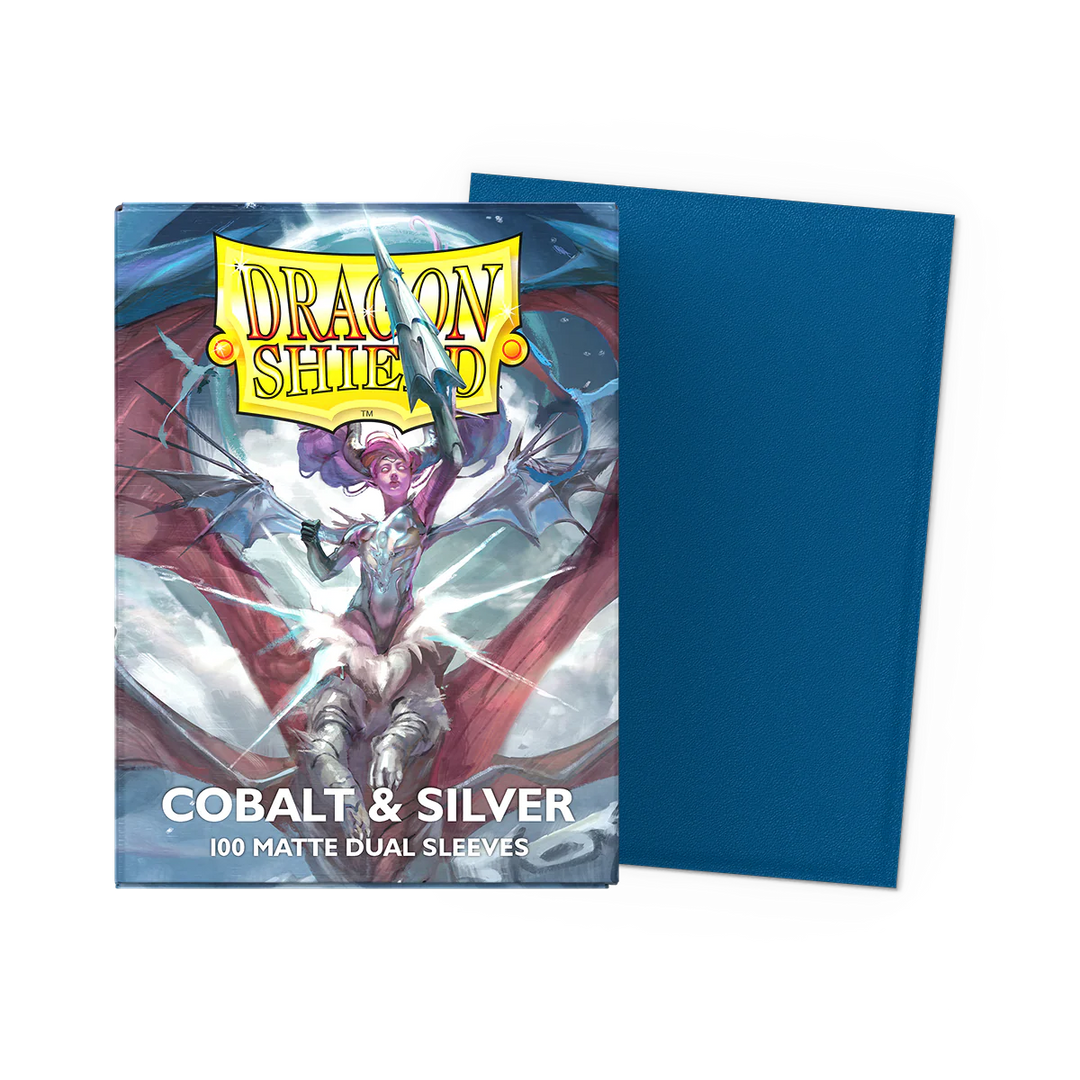Dragon Shield Matte Dual Sleeves - Cobalt &amp; Silver