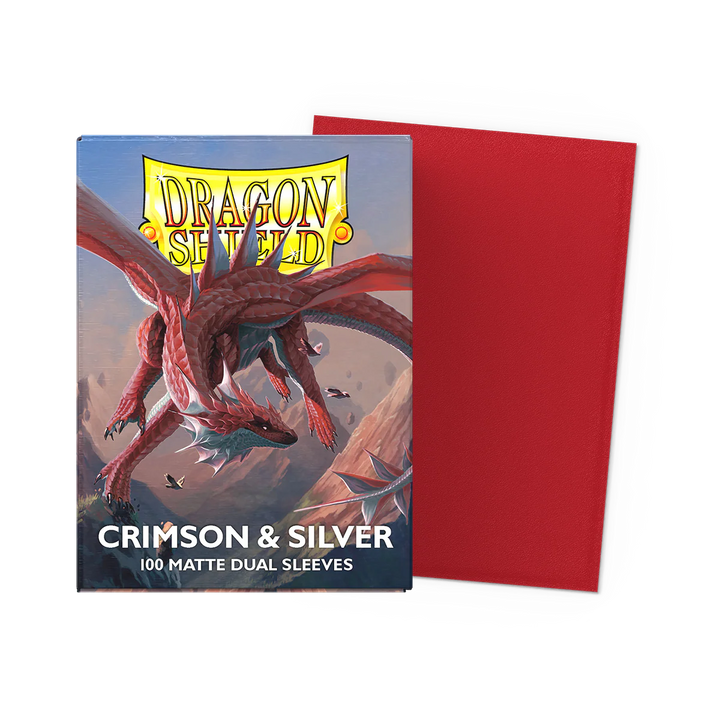 Dragon Shield Matte Dual Sleeves - Crimson &amp; Silver