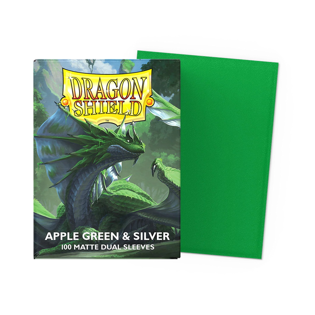 Dragon Shield Matte Dual Sleeves - Apple Green &amp; Silver