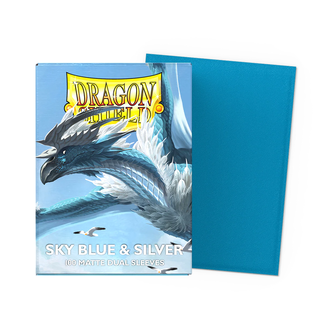 Dragon Shield Matte Dual Sleeves - Sky Blue &amp; Silver